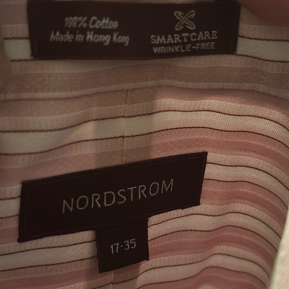 Men’s pink with purple and light pink and white stripes size 17 neck